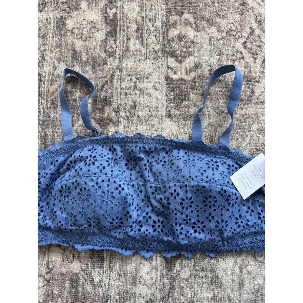 Auden Size XL Blue Lace Wirefree Bralette Bra Removable Pads Adjustable